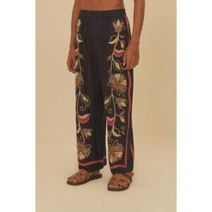Farm Rio Anthropologie Lia Printed Scarf Pants Floral High Waisted S-P 281462